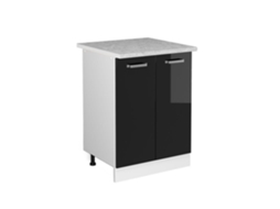Móvel baixo de cozinha R-Line, 60 cm, Mármore PT, Preto alto brilho, Vicco