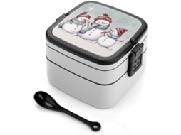 Marmita Bento Com Boneco De Neve Inverno, Design Moderno E Minimalista, Empilhável, À Prova De Vazamentos, Retangular