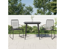 Vidaxl 3 Pcs Conjunto De Jantar Para Jardim Vime Pvc Preto