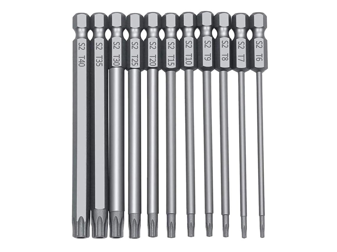 Conjunto De 11 12 Peças Bits Hexagonais 50 100mm 1 4com Proteção Anti Violação, Para Furadeira, Com Ponta Magnética