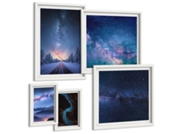 Um Conjunto De Imagens Decorativas Em Uma Moldura Estampas Retrô De Frutas Moldura Branca Fotos Para O Escritório Espelharte (conjunto De 5 Imagens)