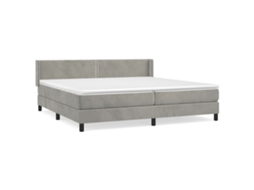 Cama com Molas e Colchão Veludo Cinzento Claro MAISON EXCLUSIVE (200x200 cm)