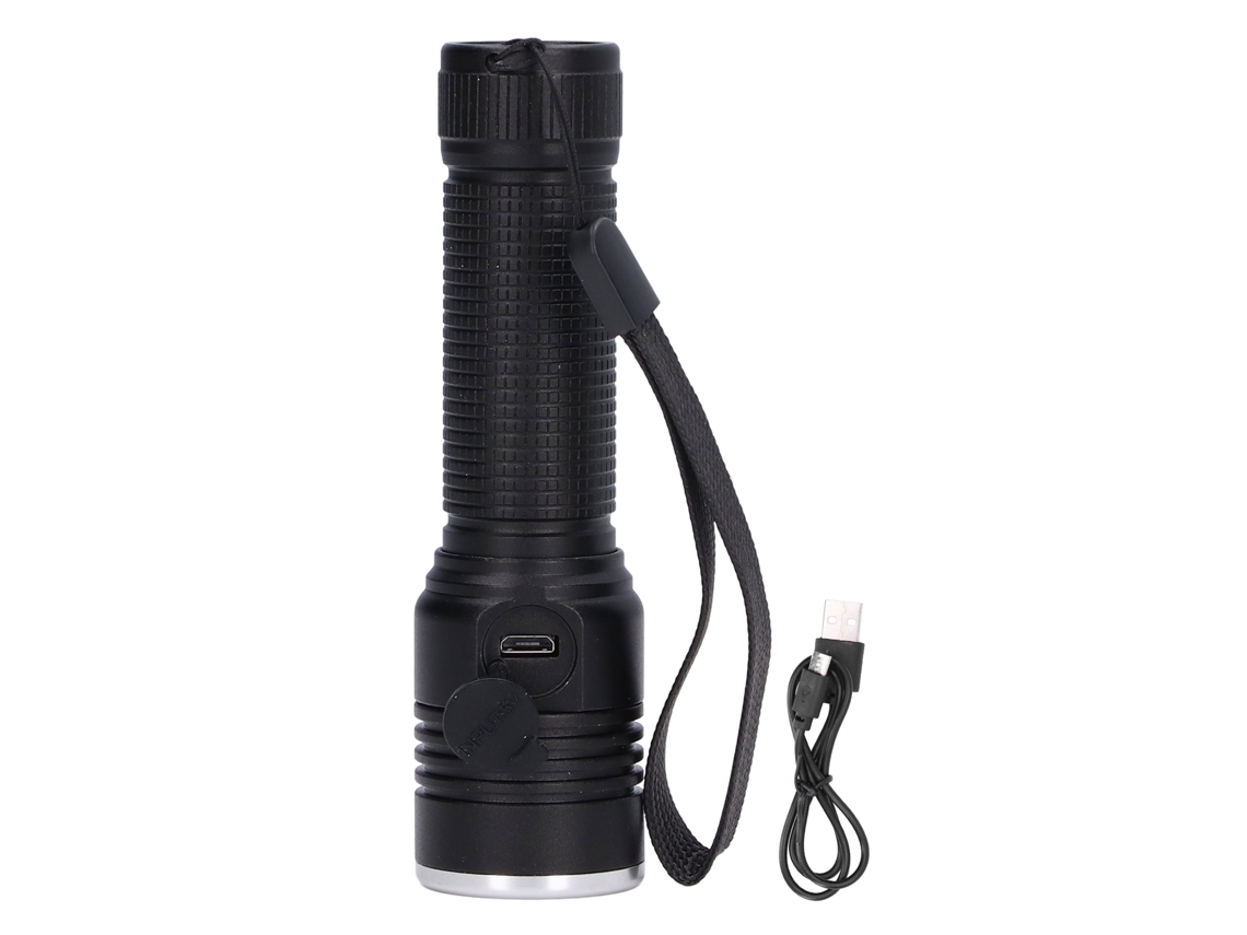2026 linterna Led Telescópica com Zoom 2000lm Função Protectora Barril de Alumínio Negro para Camping e Exterior