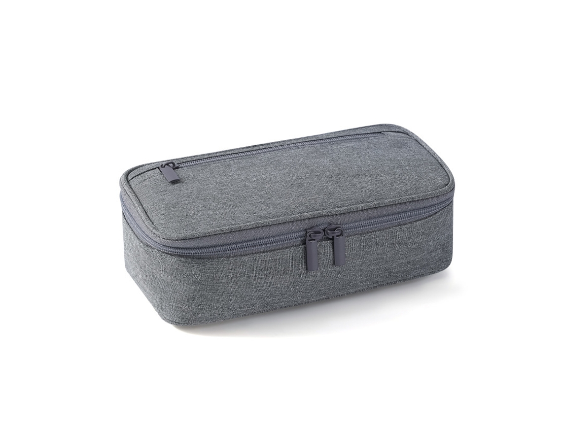 Estojo Em Lona Com Múltiplos Compartimentos, Bolsa De Grande Capacidade Para Artigos De Papelaria – Cinza