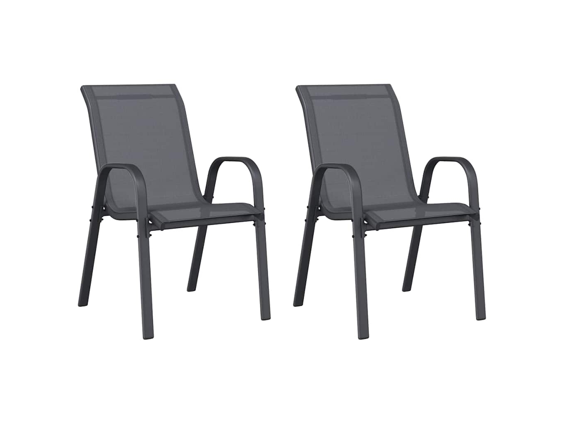 Maison Exclusive - Cadeiras De Jardim Empilháveis 2 Pcs Textilene Cinzento