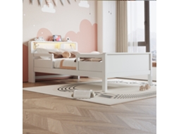 Cama Individual Infantil Em Madeira Com Luz Led E Tomada Usb Tipo C 90x200 Cm Branco