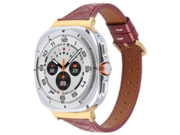 Pulseira De Couro Com Conector Metálico Em Formato De Coração Para Samsung Galaxy Watch Ultra 47mm