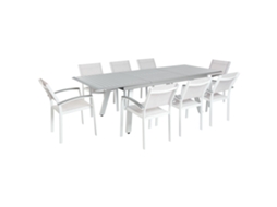 Conjunto De Refeição De Jardim Para 8 Pessoas Beliani Pereta De Alumínio Cinzento 220x90x74