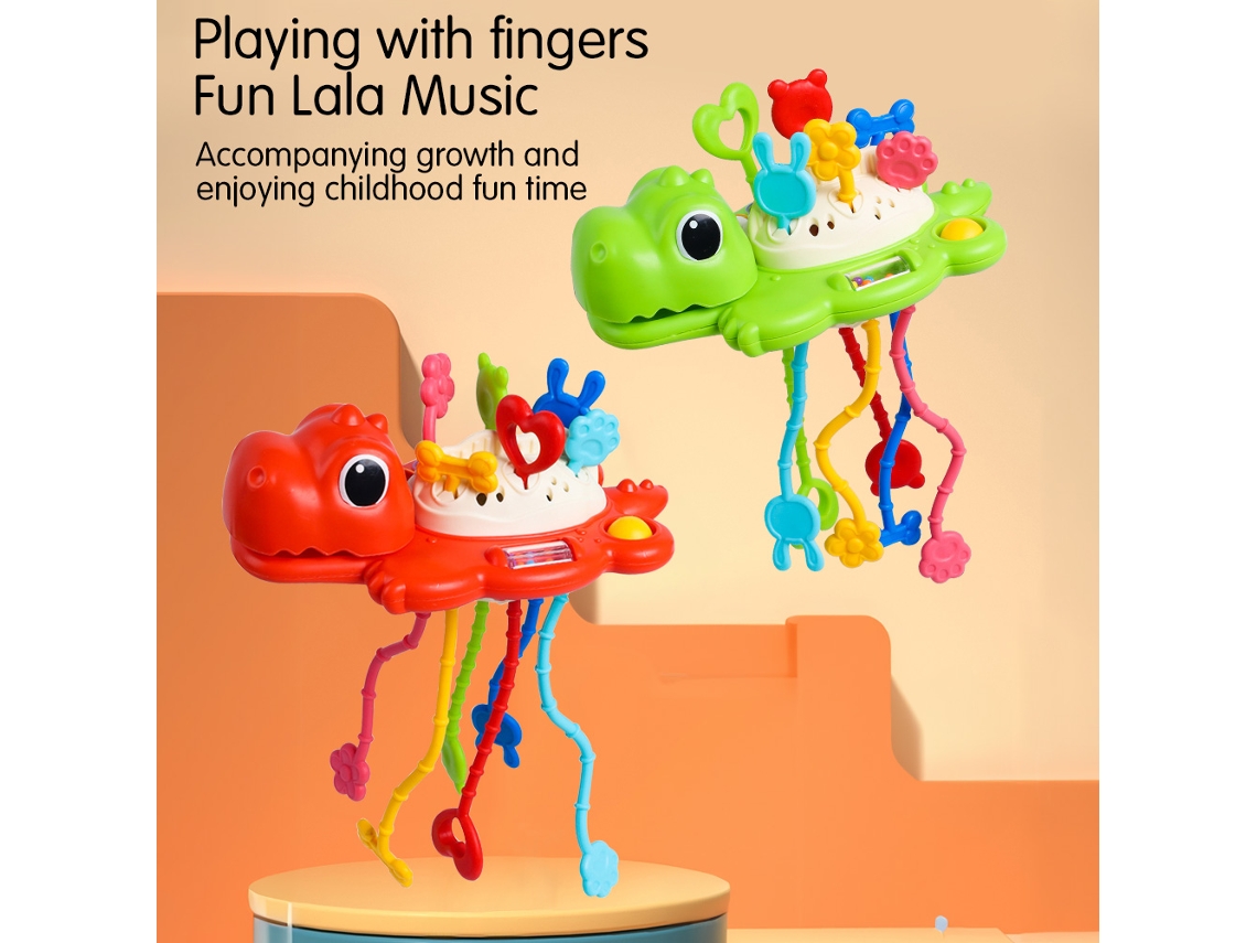 Brinquedo Montessori Corda De Puxar Dinossauro Para Bebê Sensorial Desenvolvimento Precoce Presente 1º Aniversário