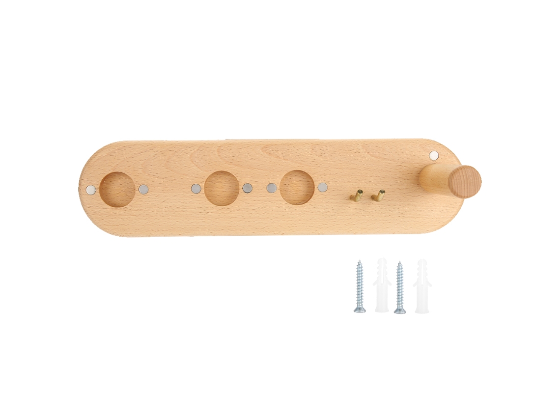Suporte Para Secador De Cabelo Madeira De Qualidade Superior Com Design Simples E Fixação Magnética Para Banheiro