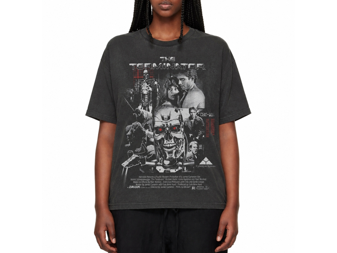 Rockinstone Terminator Movie Collage Black T-shirt Size:l