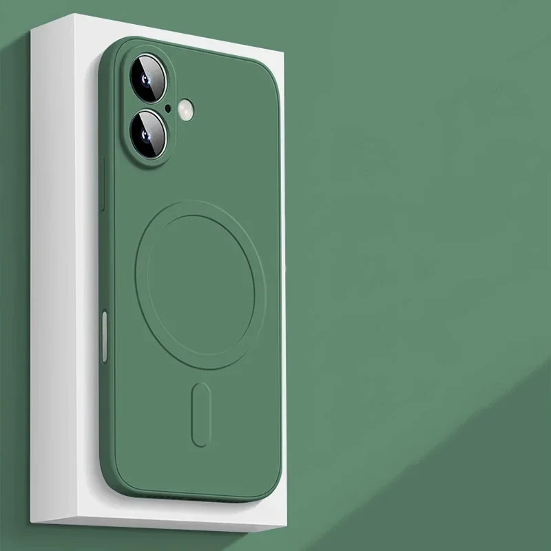 (verde 17) Capa Protetora De Silicone Líquido Macio, Carregamento Sem Fio, Resistente A Impactos.