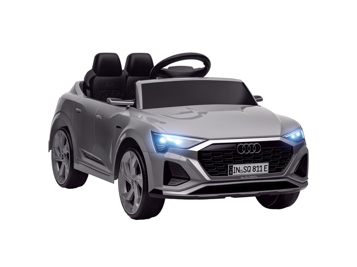 Carro Elétrico para Crianças Licença 12v Controle Remoto, Faróis, Música, Buzina, 3 4 Anos Cinza