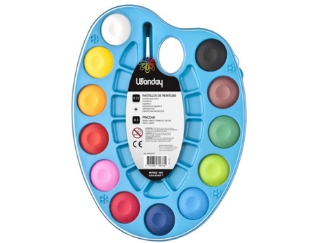 Caixa de Pintura com Tampa WONDAY na Paleta 12 Cores