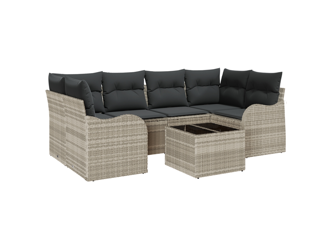 Conjunto 7 Móveis Externos Vidaxl Cinzento-claro Vime Pe (55 X 55 X 37 Cm)