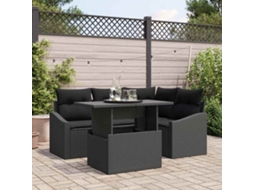 Vidaxl Conjunto De Sofá De Jardim Com Almofada Ajustável 5 Pcs Preto