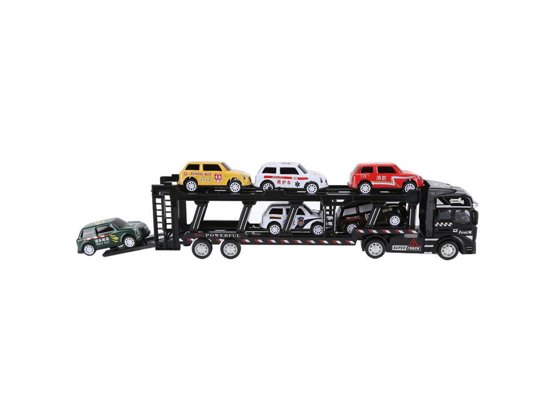 Primerox brinquedo Caminhão Transportador de Carros em Liga Detachable com 6 Carrinhos Pequenos para Crianças 3+