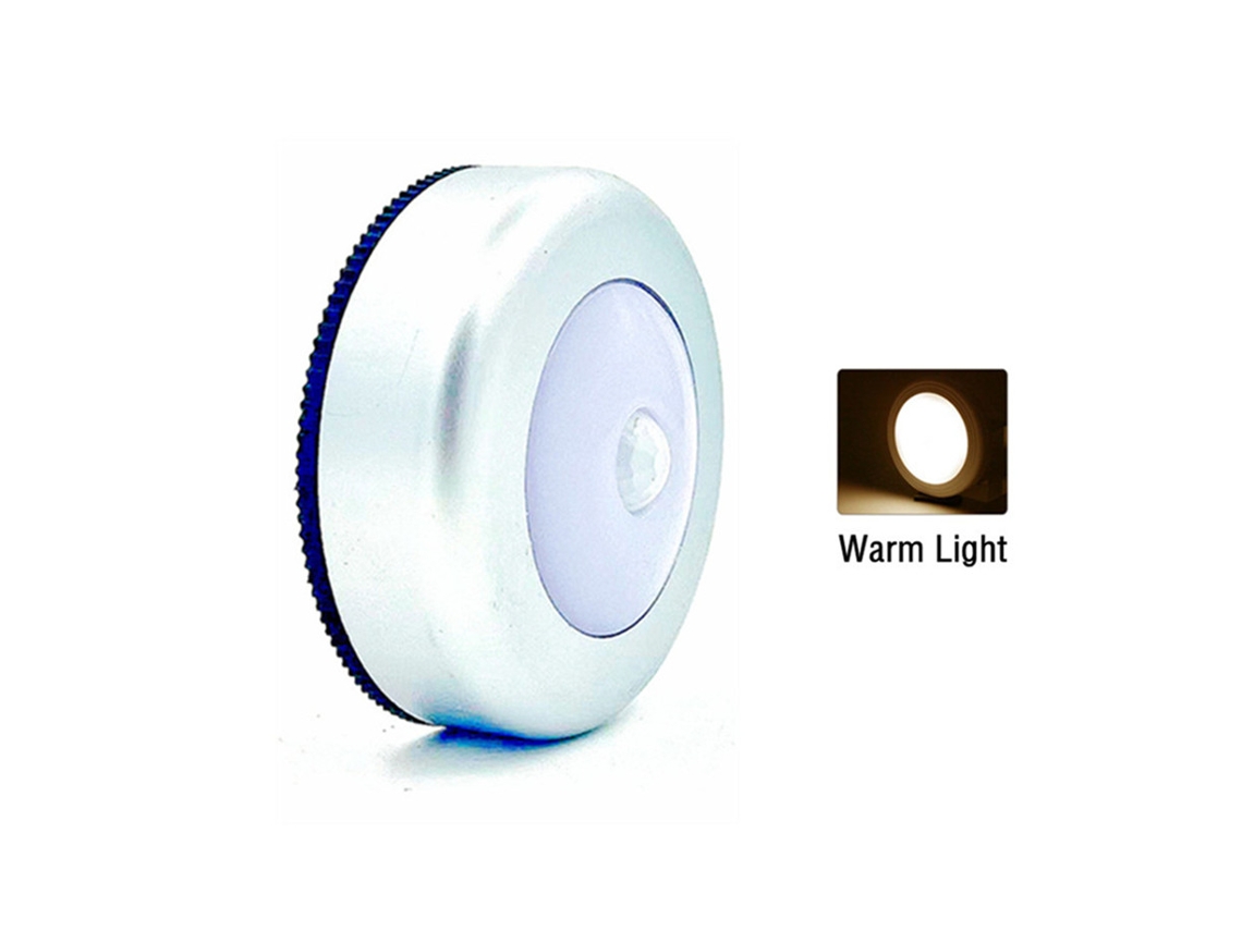 (luz Quente) Luminária Noturna Led Redonda Sem Fio Com Sensor De Movimento