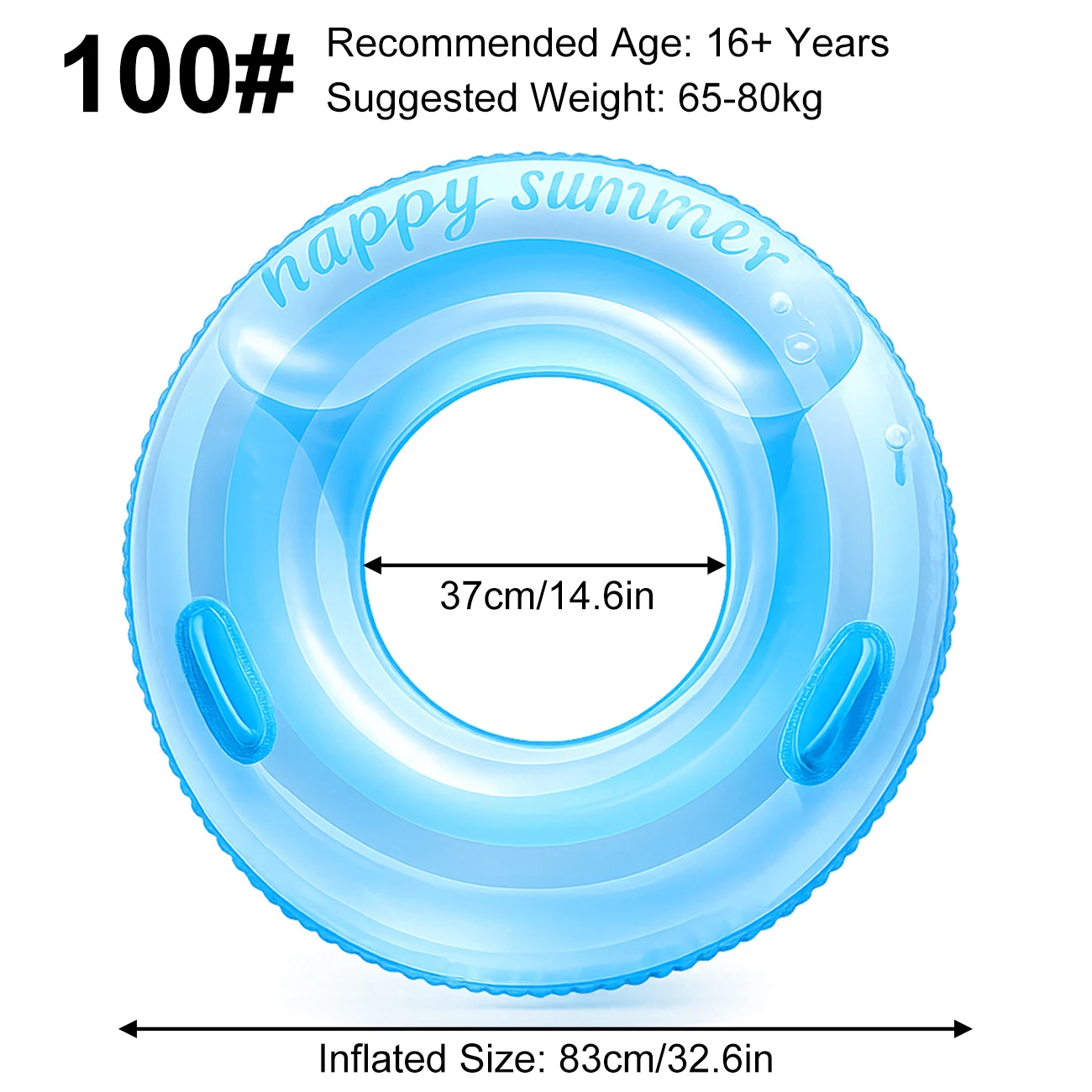 (100 Azul) Uma Boia Inflável Gigante Listrada Em Azul Claro, Brinquedo Para Piscina.