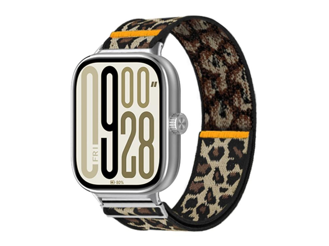 Bracelete para Redmi Watch 6 / 5 / Xiaomi Band 9 Pro / 8 Pro XIAOMOYU em Nylon Elástico com Laço Único e Estampa de Leopardo