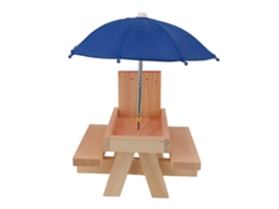 Mesa de Comedouro de Madeira para Esquilos, Guarda-chuva Azul, Jardim