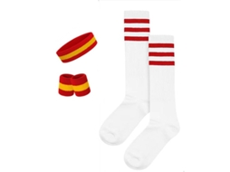 Conjunto Completo Yuysan Faixas De Cabeça, Munhequeiras E Meias Desportivas Elásticas, Absorventes De Suor Vermelho E Amarelo