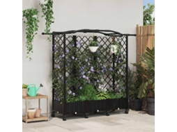 Vidaxl Cama Elevada Com Treliça E Telhado Preto 163 X 40 X 129 Cm Pp