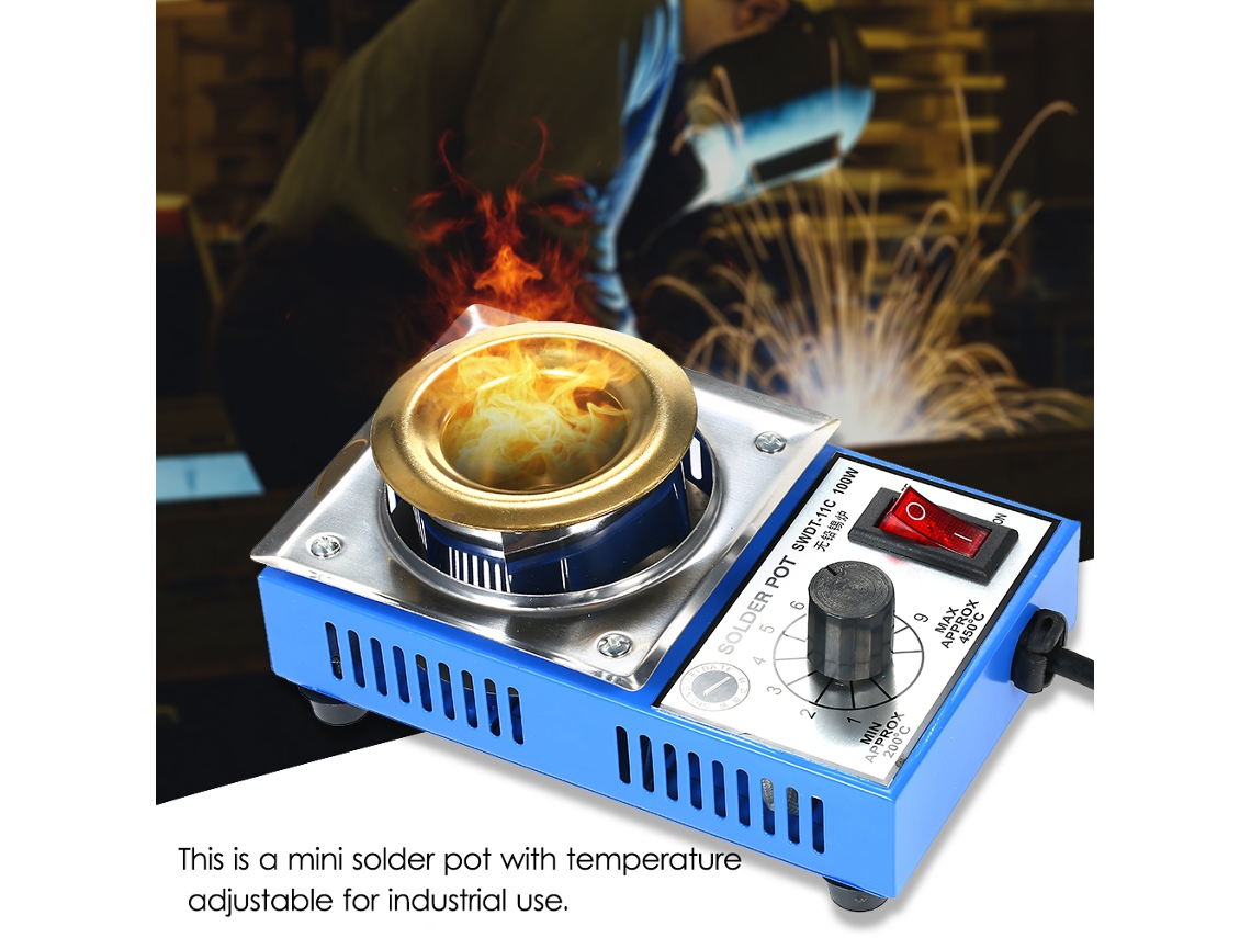 Olla De Soldadura 100w 220v 38mm 250g Compacta Ajustable De Temperatura Acero Inoxidable Para Soldadura Y Soldaduras