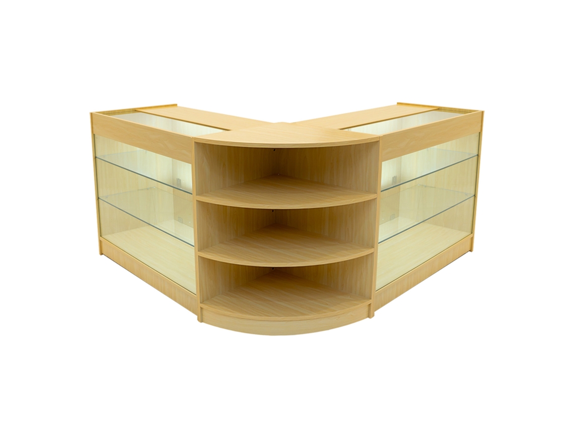 Conjunto de Balcões Comerciais MonsterShop Apollo, Maple, 2xK1200 1xLM60, MDF e Vidro Temperado