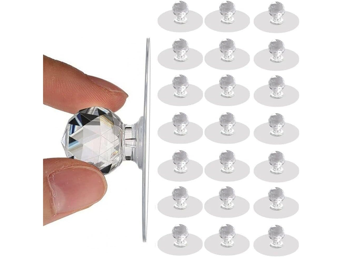 Conjunto De 50 Puxadores Cristal Transparente Para Portas, Armários E Gavetas Puxadores Autoadesivos Com Gancho Para