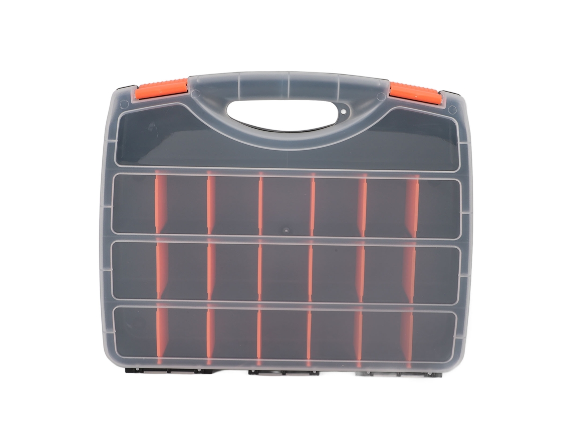 Caja De Armazenamento De Ferramentas Em Pvc Com 21 Compartimentos Ajustáveis E 2 Seções Fixas
