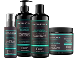 Conjunto Hidratante Champô, Condicionador, Máscara e Sérum com Óleo de Coco KERARGAN (3x500 ml + 100 ml)
