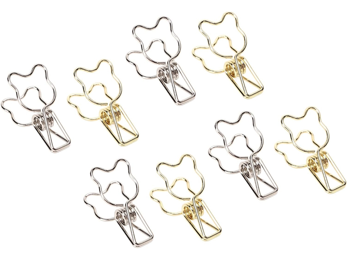 Conjunto De 100 Clipes De Papel Em Formato Ursinho, Com Ótima Fixação, Ideal Para Uso Não-Desktop Material Metal