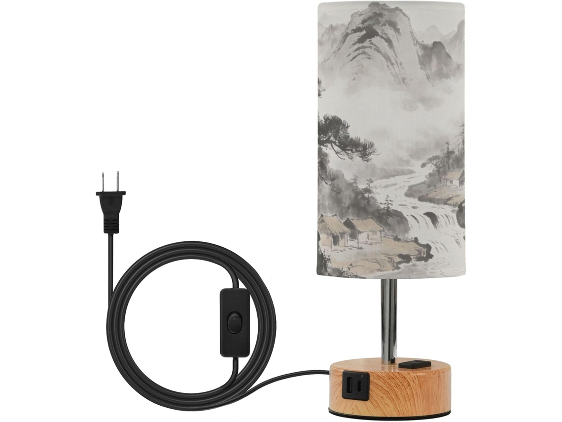 Luminária De Mesa Yuiboo Estilo Chinês Com Toque, Portas Usb C E A, Lâmpada Led Inclusa, Ideal Para Cabeceira De Estilo