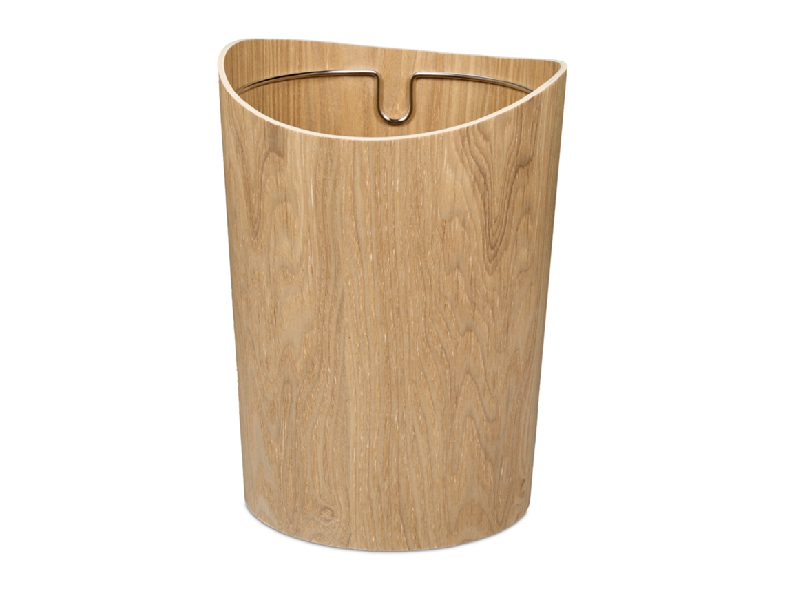 Caixote Do Lixo Relaxdays, 9 L De Capacidade, Em Madeira, Axd: 30 X 23 Cm, Anel De Metal Para Saco, Redondo, Claro
