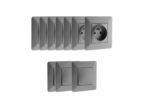 Conjunto de 7 tomadas e 3 interruptores de titânio Artezo Zenitech