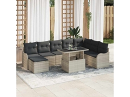 Vidaxl Conjunto De Sofá De Jardim 9 Unid. Cinzento-claro