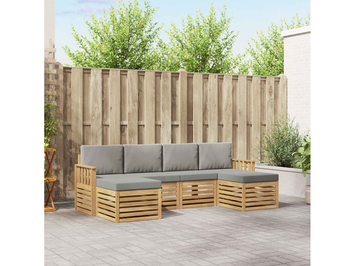 Vidaxl Conjunto De Sofás Para Exterior 5 Unid. Branco E Cinza Claro