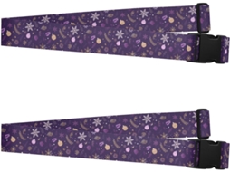 Conjunto De 2 Cintas Identificação Bagagem, Com Estampa De Floco Neve Roxo E Dourado, Portáteis, Ajustáveis,