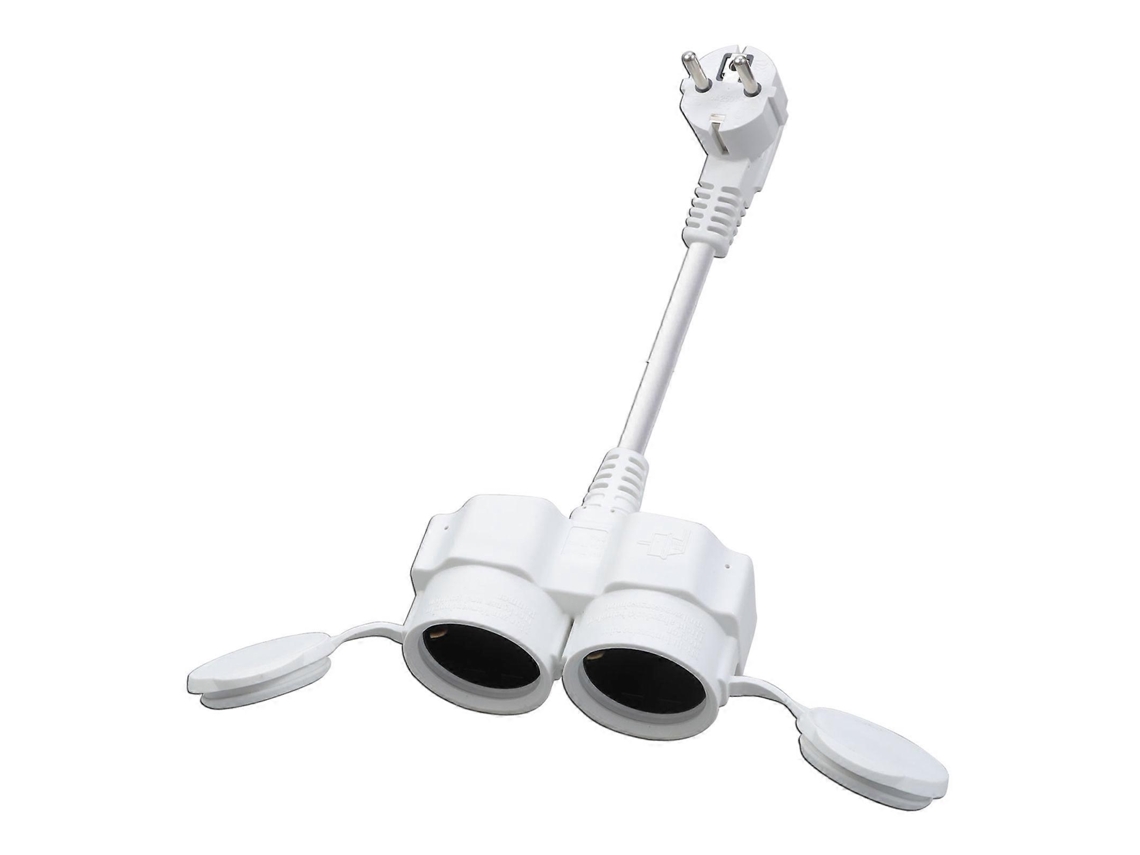 Extensão Elétrica Portátil Com Duas Tomadas, 23 Cm, 16 A, Com Plugues Schuko, Resistente Às Intempéries, Ideal Para Jardins E Oficinas. Olysi Shop