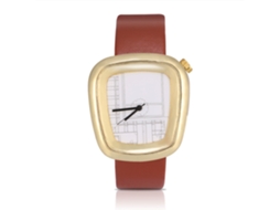 Relógio Analógico de Quartzo com Pulseira de Couro Pu Estilo Simples Elegante Ajustável Marrom