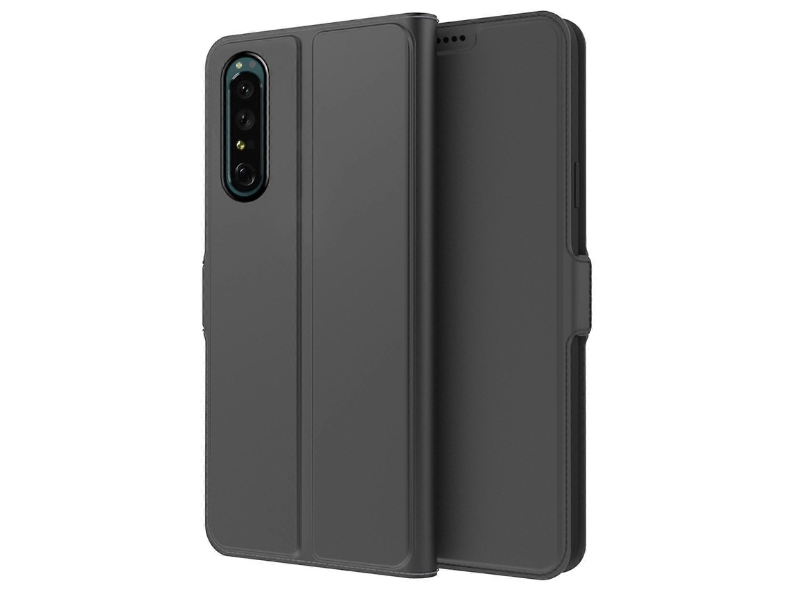 Compre Para Sony Xperia 5 Iii 5g Capa De Couro Pu Com Compartimento Para Cartão E Fecho Magnético, Capa Flip Preta