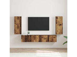 Vidaxl Armário De Tv De Parede 2 Pcs Madeira Antiga 30 X 31 X 80 Cm