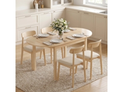 Mesas De Jantar Madeira Dobráveis, Tábuas Cozinha Para 6 Pessoas Com Design Abas, 140 X 70 X 75 Cm, Lenhoso Natural