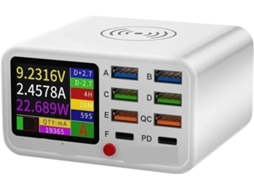 Carregador SFUSHOS com Detecção Visual de Corrente, Usb Rápido, 8 Portas