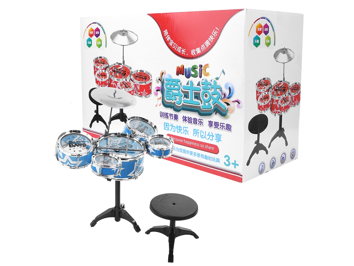 Mali brinquedo Bateria Jazz Simulação Instrumento Musical Infantil Educativo Iniciante Azul