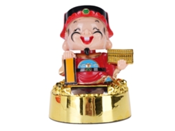 Mali estátua de Cai Shen Solar com Movimento Nod, Figura de Sorte para Carro e Casa