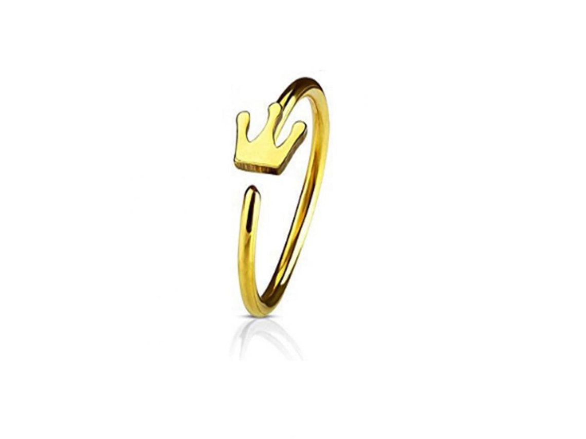 Brinco Nariz Coroa Ouro Decoração Piercing Aço Inoxidável