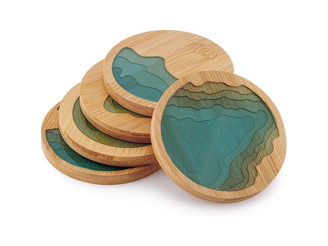 Nova Line protetor de Mesa de Onda do Mar com Epóxi e Bambu Conjunto de 5