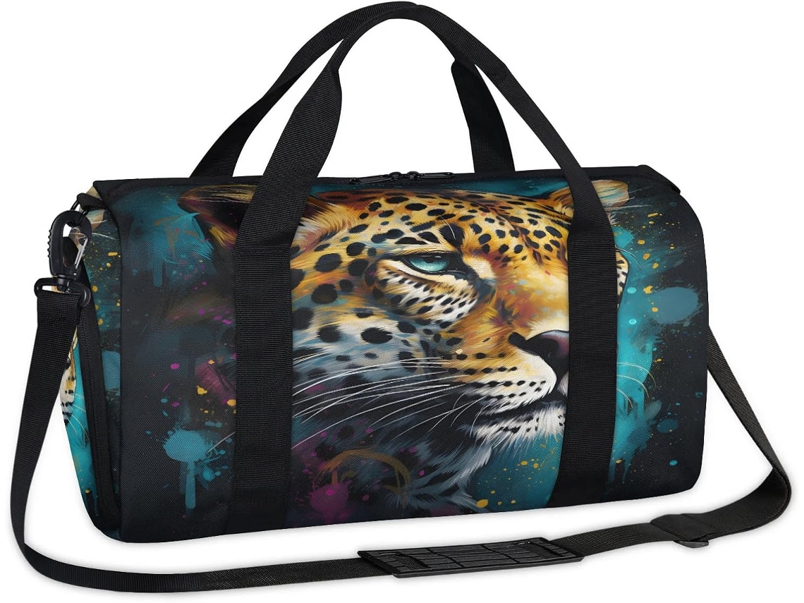 Bolsa Esportiva com Estampa de Leopardo 3d para Fins Semana Tecido Poliéste 45 X 21 5 23 Cm Pa Leopa Design Du